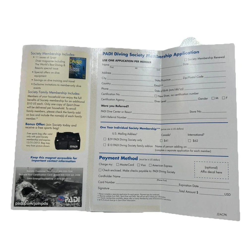 Padi 2012 Crew Diving Kit:Keep Diving Book/Open Water Manual/Padi Waterproof Bag